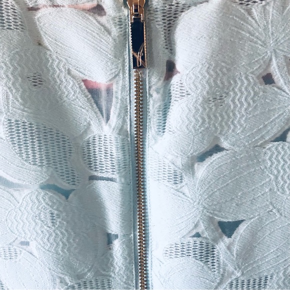 Ted Baker Baby Blue Laureto Fit & Flare Lace Dress Pleated Skirt Net Cut Outs - Picture 7 of 16